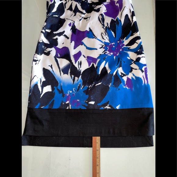 T TAHARI SLEEVELESS LOW HIGH FRAN DRESS SZ 2 COLORFUL LINED ZIPPER COTTON BLEND - Picture 9 of 11